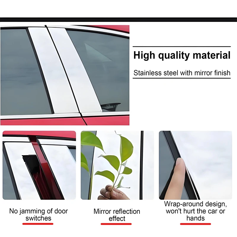 نافذة السيارة يغطي لتويوتا bZ4X سوبارو سولتيرا اكسسوارات 2023 ~ 2025 عمود ملصق أسود ألياف الكربون الفضة BC أدوات العمود #5