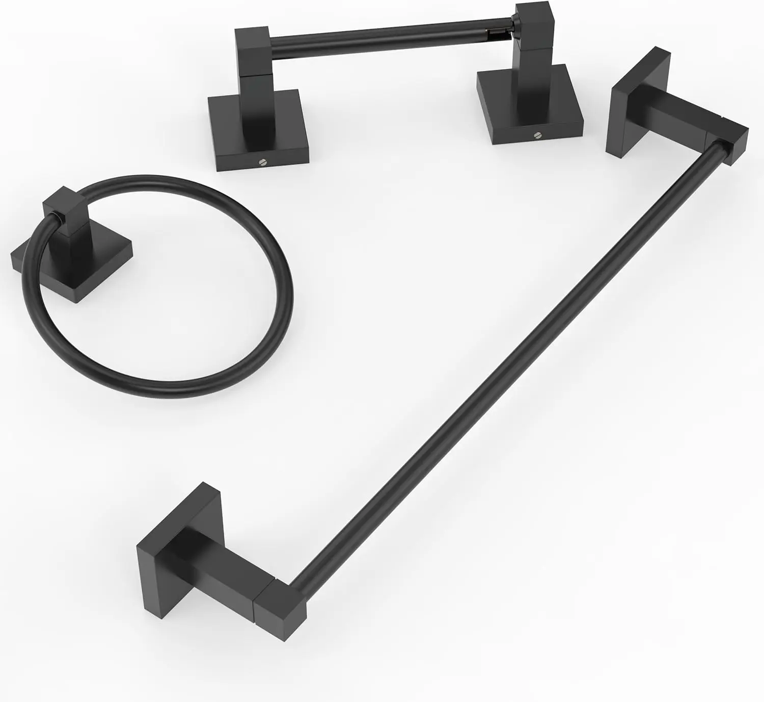 

3-Piece Bathroom Hardware Set, Stainless Steel Toilet Paper Holder, Towel Ring, 18-inch Towel Bar, Wall Mounted Matte Black