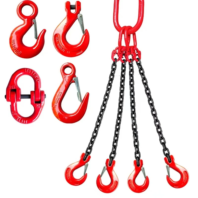 3T 2M 4PCS Hook Chain Hoist Rantai Blok Penarik Blok Jatuh Chain Hoist Hand Tools Mengangkat Rantai dengan 6mm