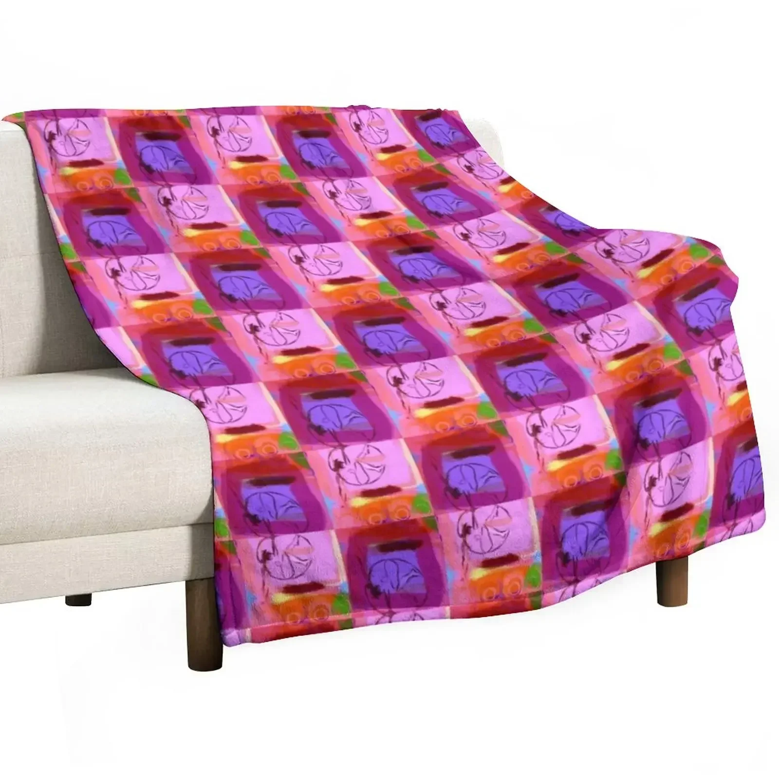 Aerial Dancer in Circles and Squares Throw Blanket Plaid on the sofa Custom Bed covers Blankets