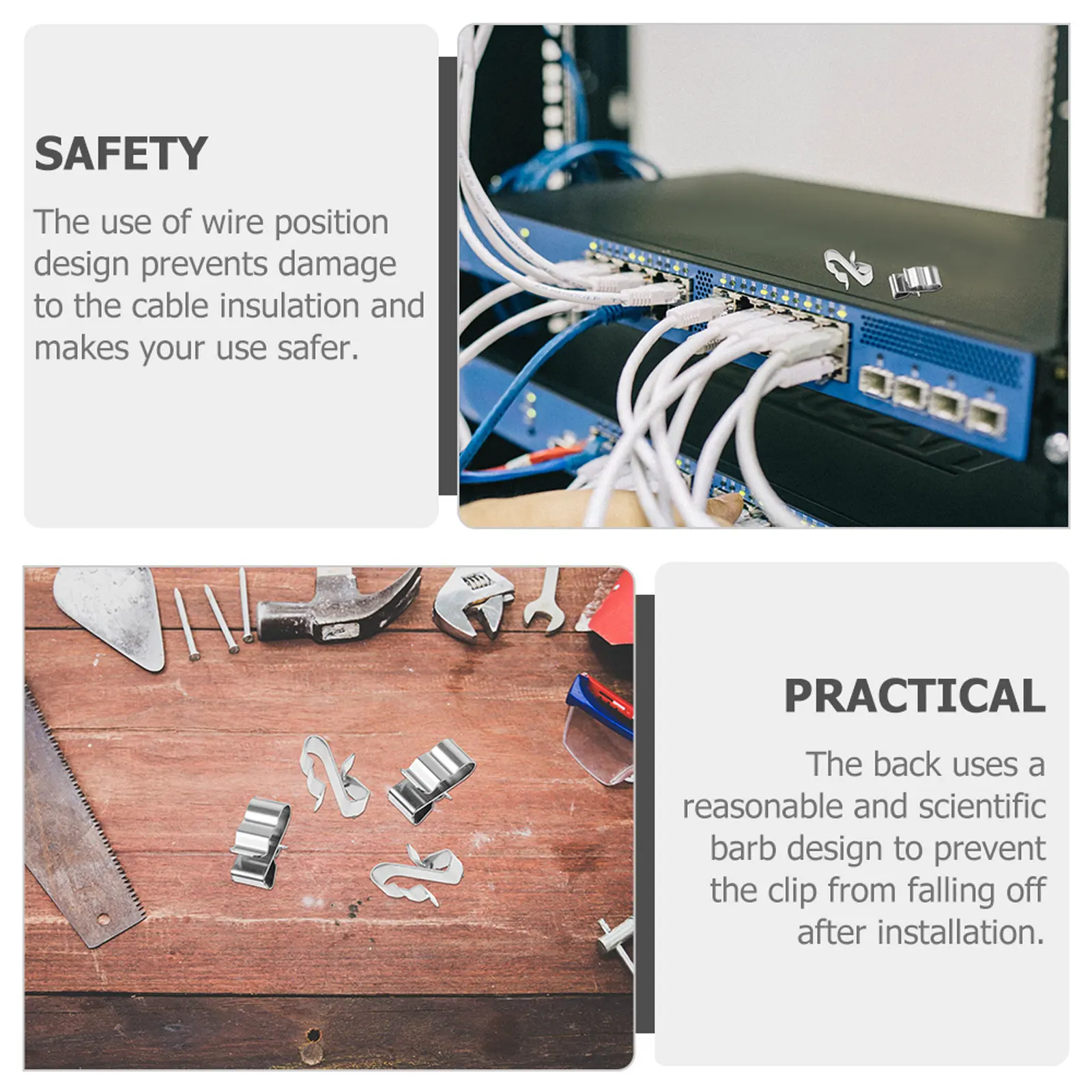 50Pcs Solar Panel Cable Clip Strong Wire Clamp Easy Disassemble Scientific Barb Design Solar Panel Cable Clips