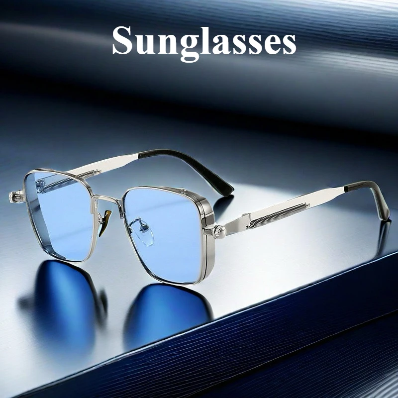 

Men Women Outdoor UV400 Sunglasses Square Frame Steampunk Sport Sunglasses Fashion New Outdoor Riding Driving Goggles