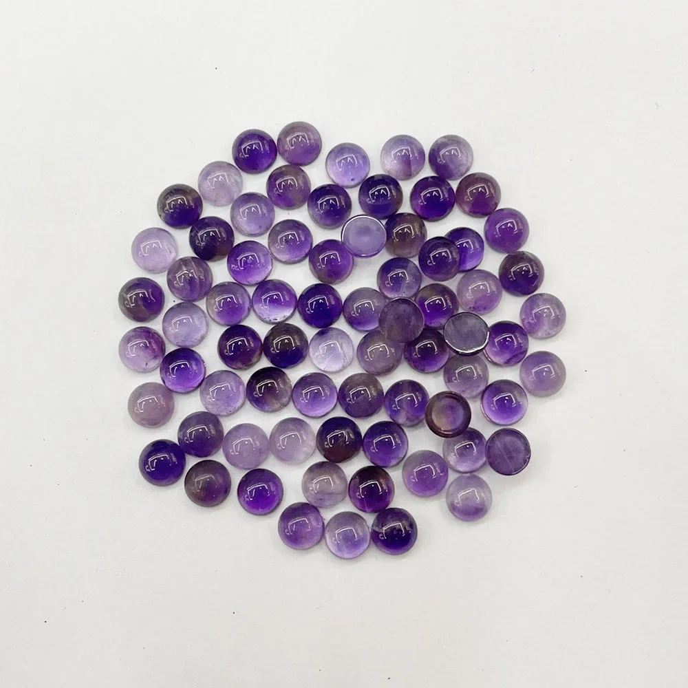 50pc fashion amethysts natural stone 4mm 5mm 6mm Single arc round cabochon beads jewelry making charm Ring accessories no hole