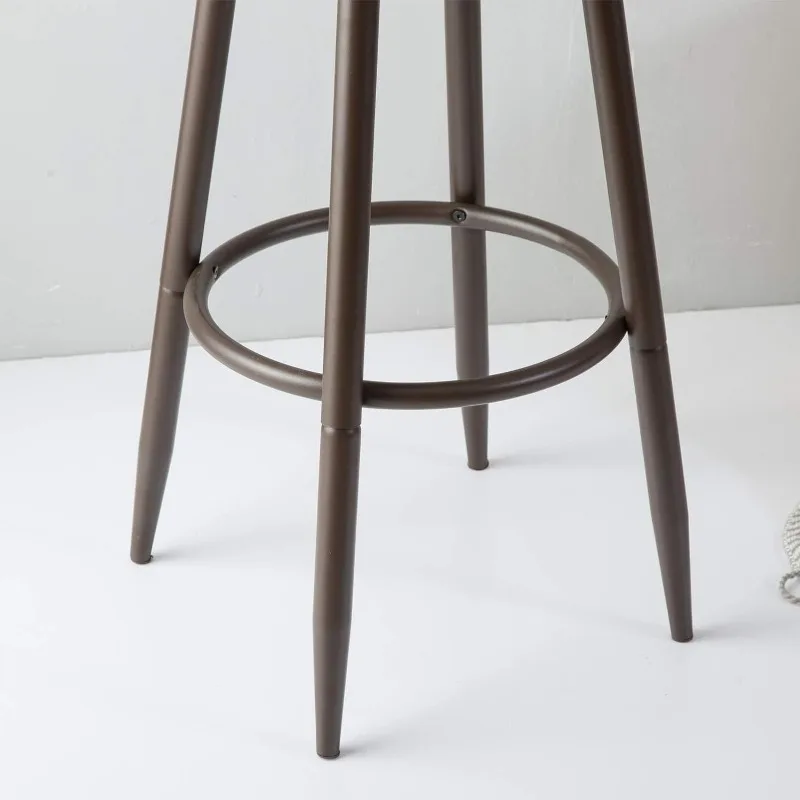 Tabouret de comptoir de cuisine, tabouret de bar rond industriel à dos nu avec coussin, marron, 24 ou 29 pouces, 1 pièce