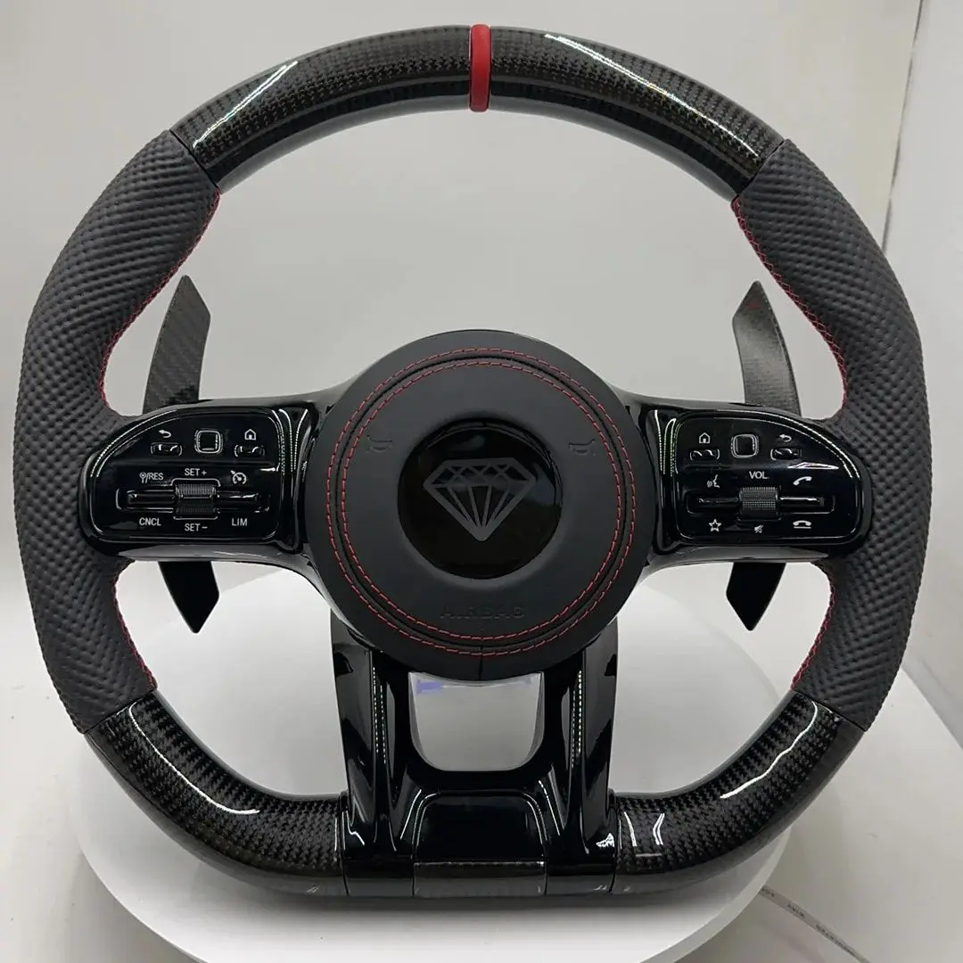 Custom Volante Glossy Black Carbon Steering Wheel for Mercedes Benz W204 W205 W207 W211 W212 W213 W221 W222 GLS CLS C63 AMG GT