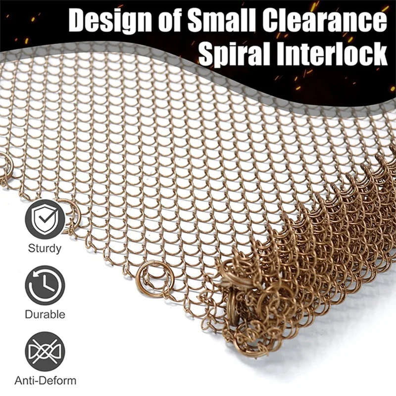 Fireplace Mesh Screen Curtain,2 Packs Spark Guard Mesh Metal Fire Screen Panel With Pulls For Home Fireplace Easy Install