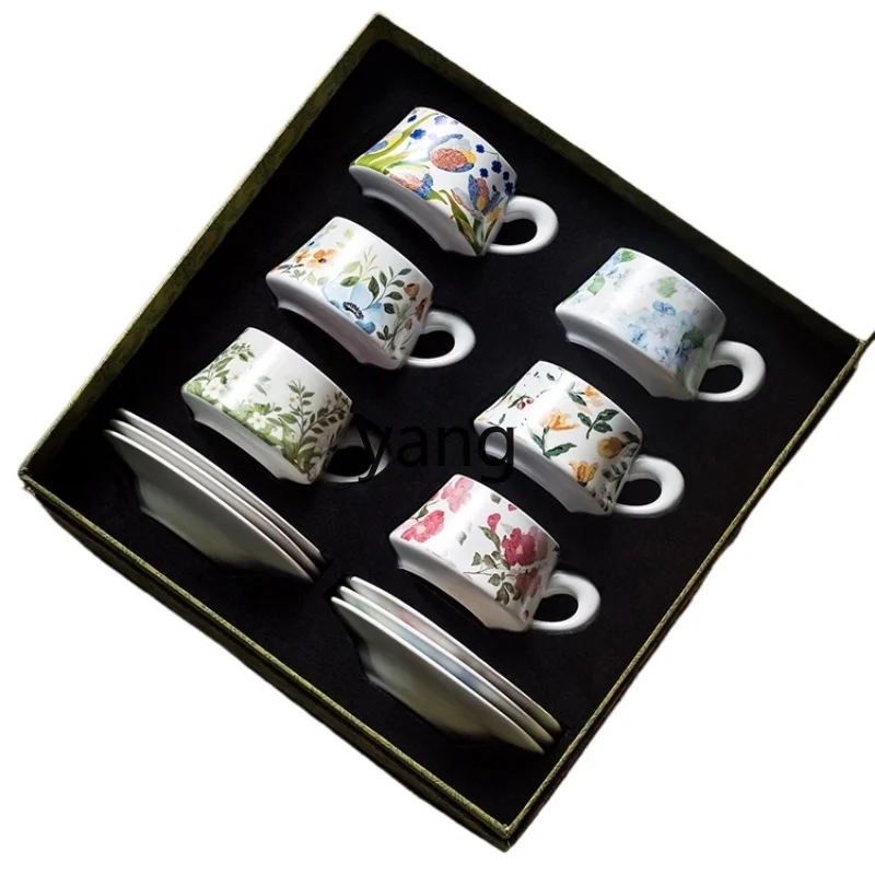 

LTT Ceramic Coffee Cup and Saucer Set Plant Flower Bed High-End Sense Flower Tea Health Cup