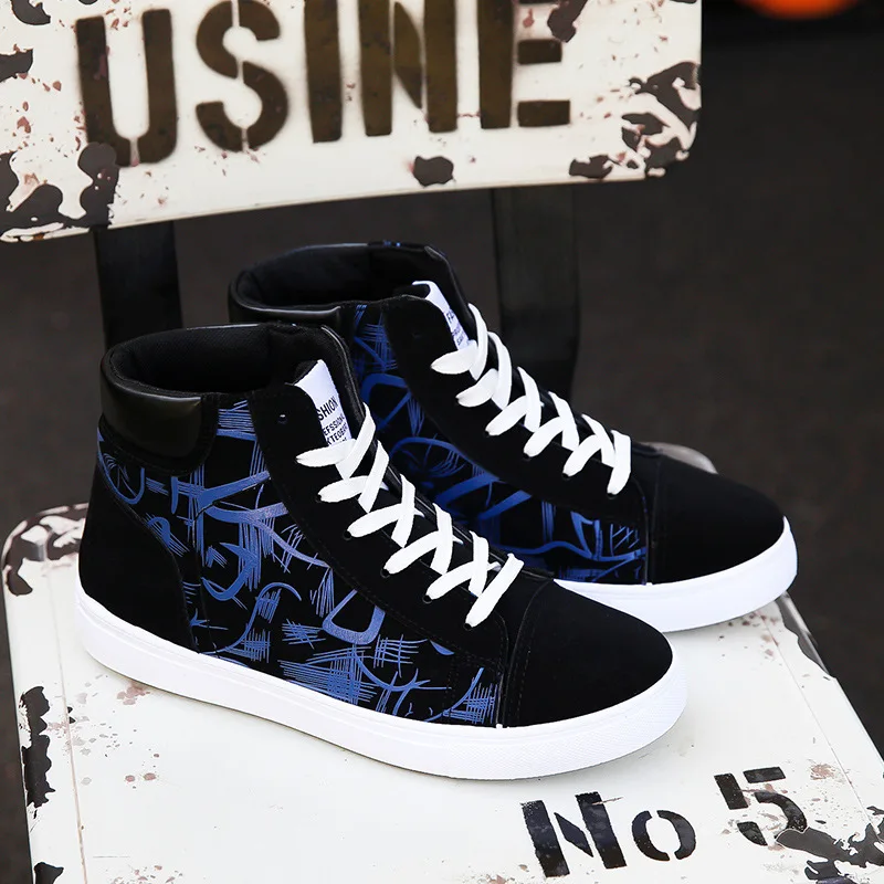 Spring and Autumn Fashion High Top Flat Bottom Black Vulcanized Men's Shoes Student Canvas Trend Winter Youth Board Shoes - Image 6