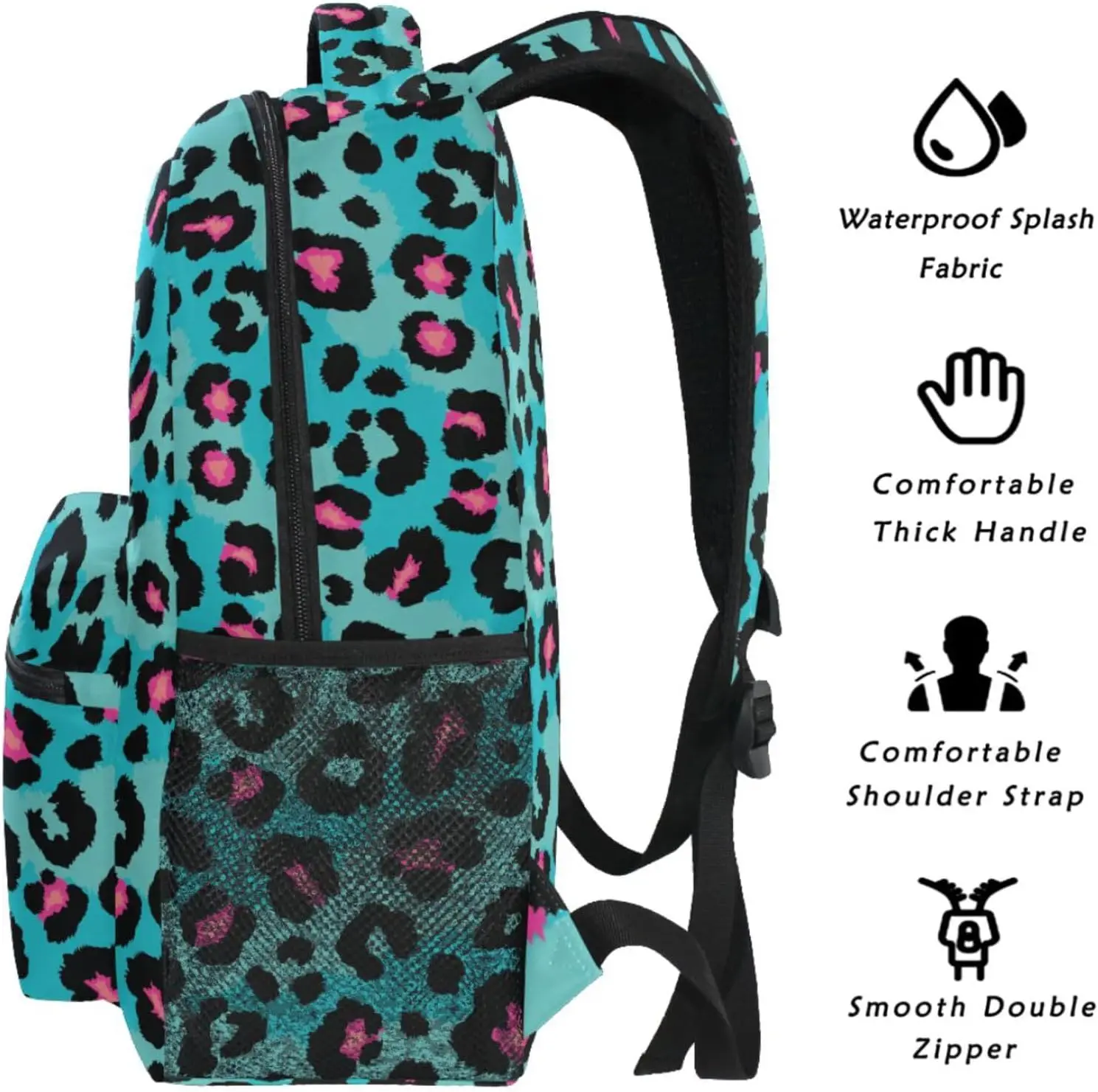 School Start Best Seller! Blue Leopard Print Backpack, Trendy Animal Pattern, Stylish Bag for Bold Style Fans