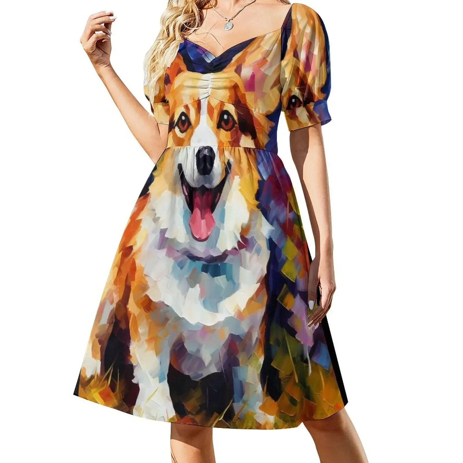 

A Pembroke Welsh Corgi Charm Short-Sleeved Dress summer outfits for women 2025 elegant dresses for women Dress