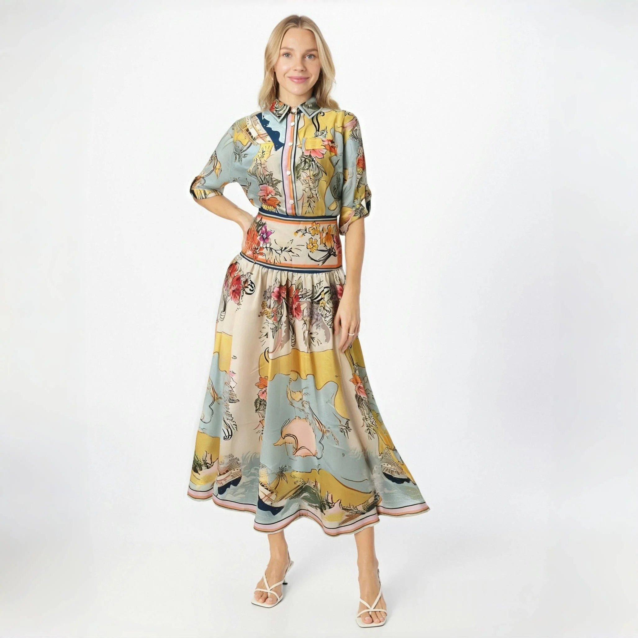 

Women's Suit Floral Linen Elegant Long Suits Casual Vacation Beach Party Suits Woman Clothing Fashion High Quality Suits 2025