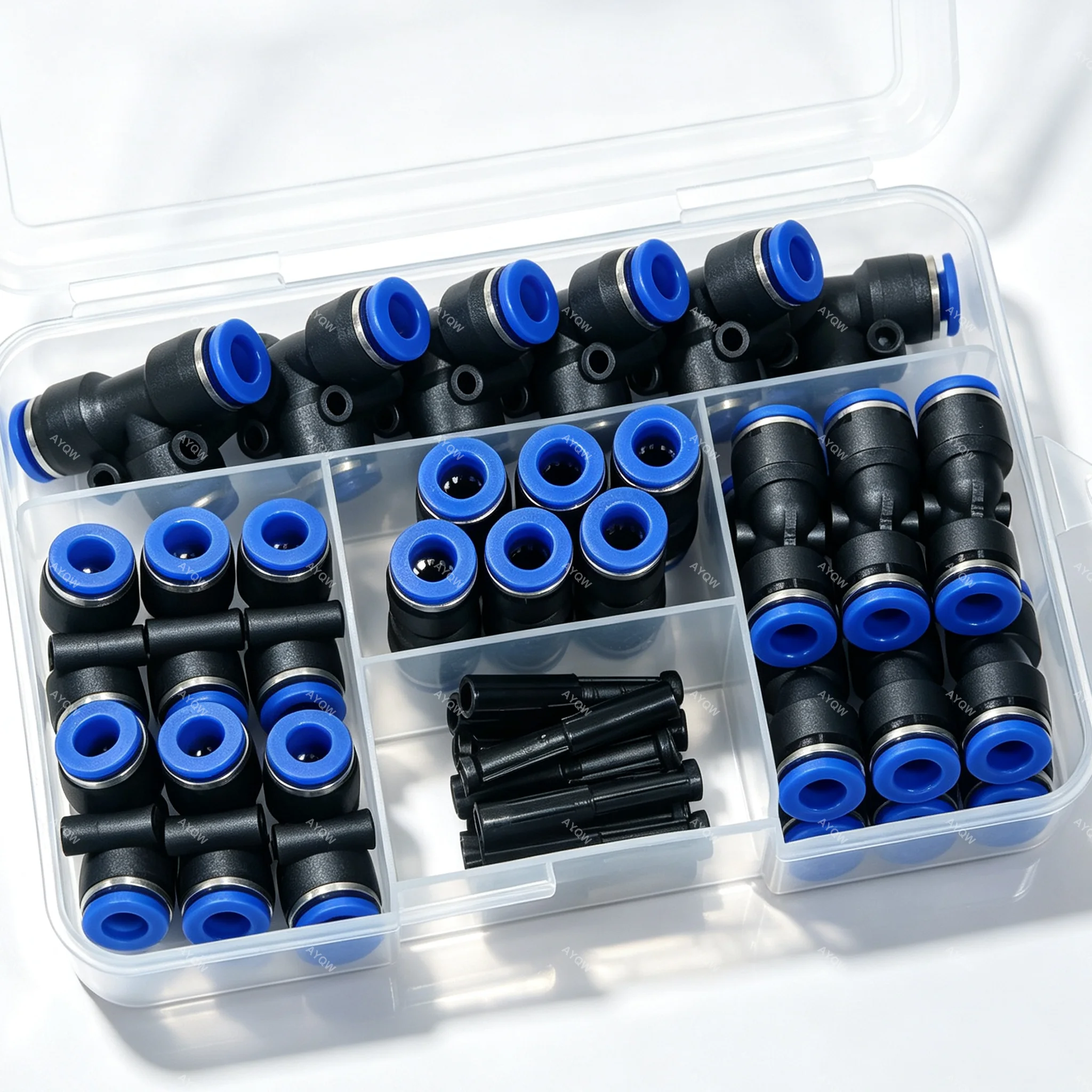 6mm Outer Diameter Quick-Connect Pneumatic Hose Connector Set, 30 Pieces, One-Touch Quick-Connect Air Hose Connectors, Straight/Elbow/Three-Way/Divider Plug Air Hose Fittings, Leak-Proof Plastic Pneumatic Connectors, Suitable for Pu/Nylon Air Hoses, Air Compressor Workshop Pneumatic Tool Pipeline Adapter, Metric 6mm Quick-Connect Air Hose Connector Set, Industrial Compressed Air Pipeline Connector Kit, Multi-Specification Pneumatic Splitter Connectors