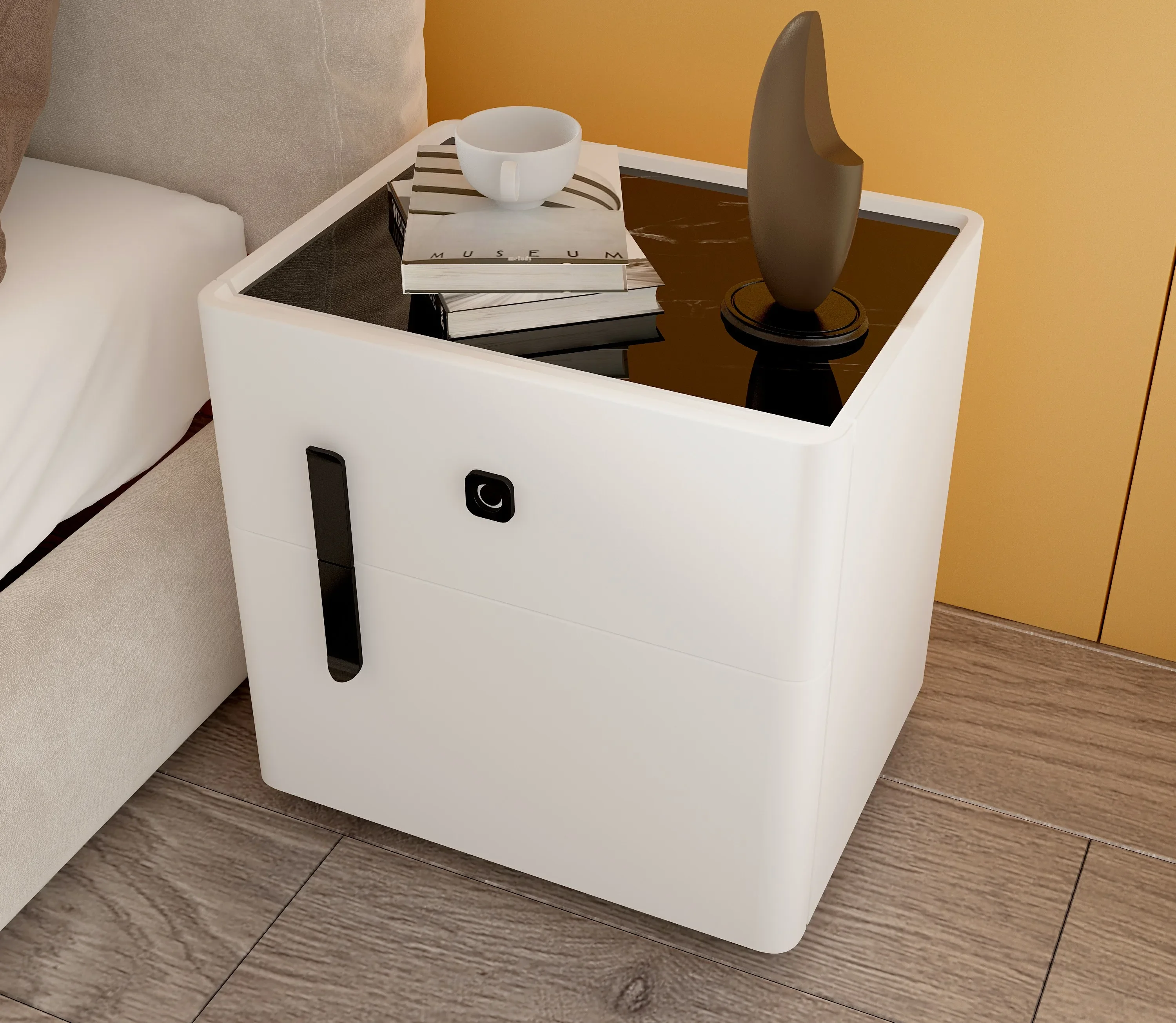 Inteligente Fingerprint Lock Rock Plate, Grey Paint Storage Cabinet, Moderno e Simples Multifunc