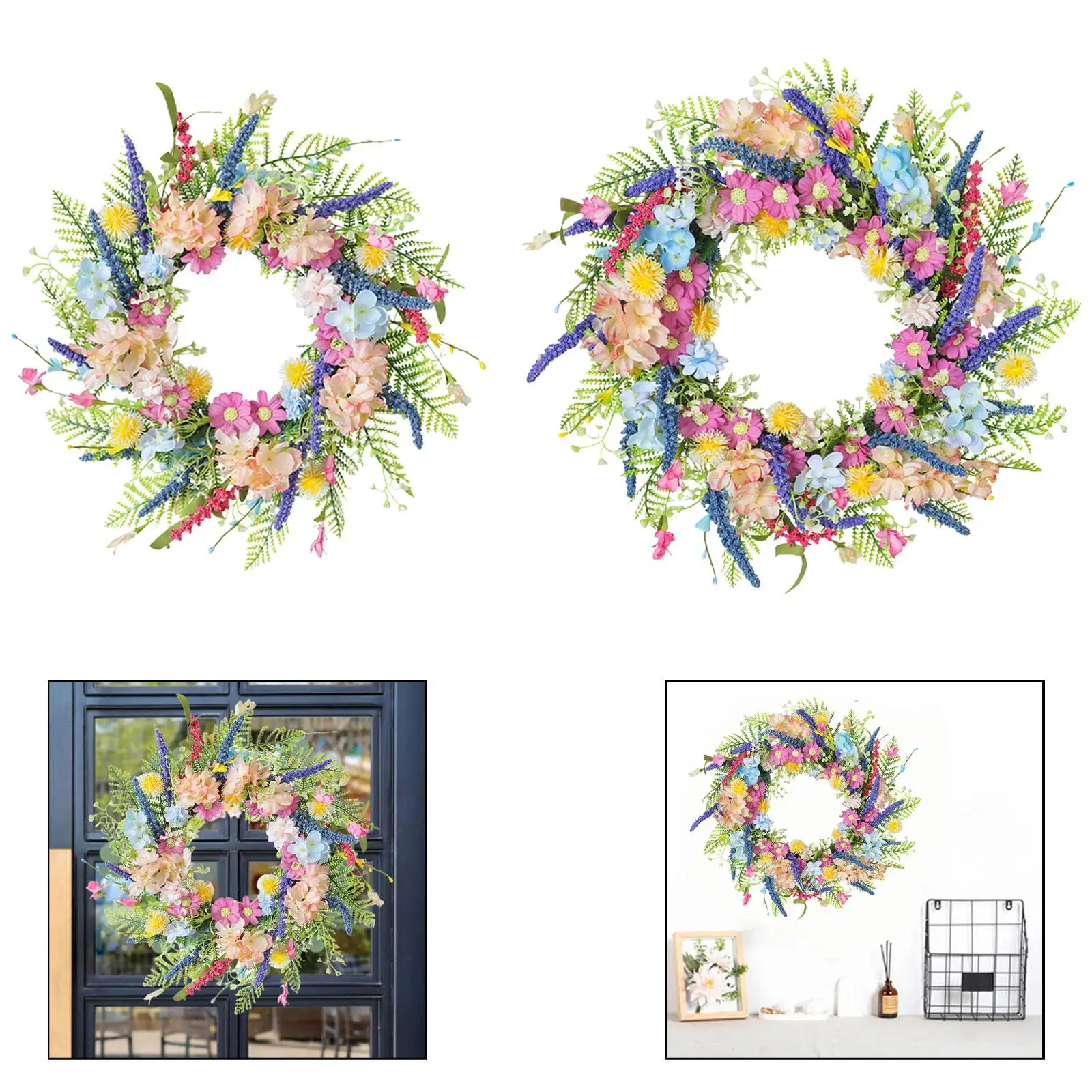 

Spring Wreath Round Artificial Garland for Front Door Decor Bedroom Living Room Outdoor Festival Decoration