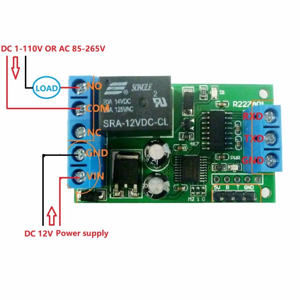 2 IN 1 RS232 TTL SerPort Relay Module UART PC USB MCU Control Switch for Smart Home Garage Door Car Alarm Farm Motor Automation