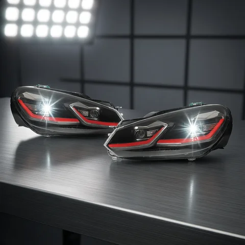 Pair Of LED Car Headlight Assembly For VW GOLF 6 2008-2013 Front Head Lamp DRL Turning Signal Headlights Plug and Play Headlamp