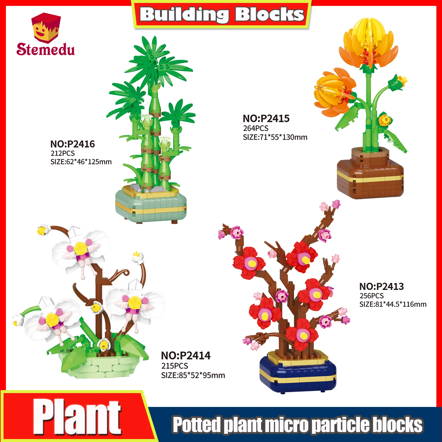 

Miniature Simulation Flowers Building Block Toy Eternal Potted Plant Bouquet Bricks Home Ornament Toy for Girls Mom Gift