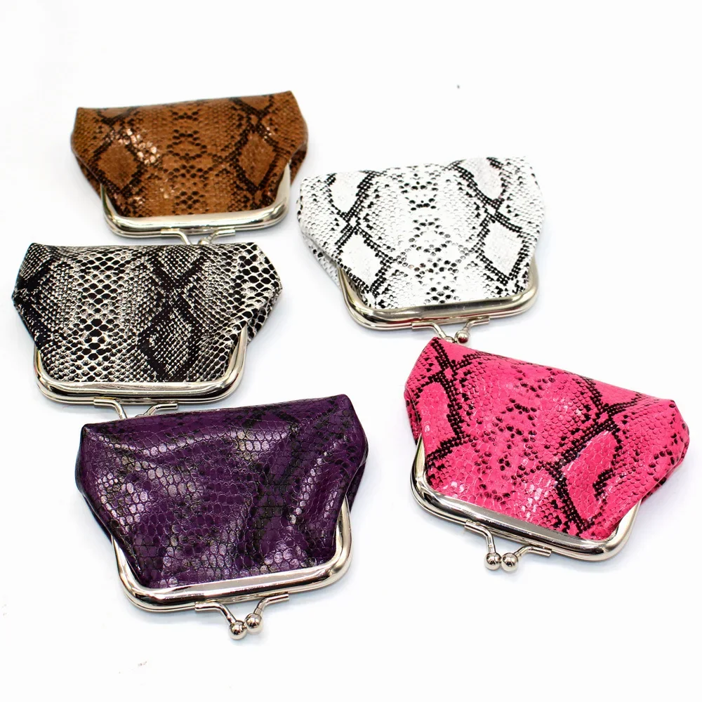 

Women Snake Pattern Coin Purse Wallet Vintage Small Wallet Hasp Printing Creative Clutch Bag Purses Candy Color Mini Money Bags