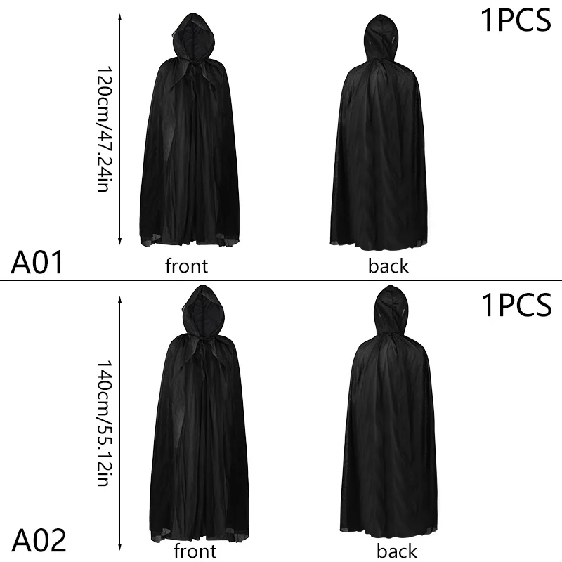 عباءة الهالوين عباءة الموت الأسود الساحرة الشيطان التأثيرية الدعائم زي مصاص الدماء 2025 لوازم تزيين حفلات الهالوين السعيدة #6