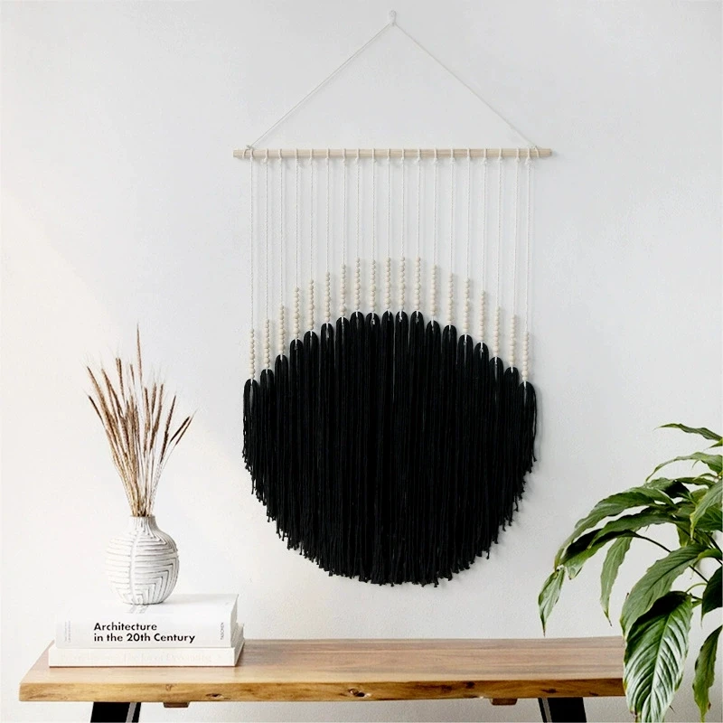 Semicircle Macrame Wall Hanging Colorful Hand Woven Nordic Style For Home Decor Bedroom Living Room Background Decoration view 4