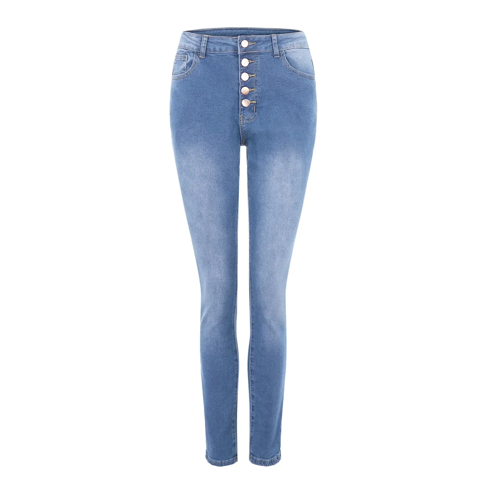 Skinny Colombian Jeans For Women High Waist Stretch Jeans 5 Button Push Up Butt Lifting Pockets Fashion Stretch Blue Jeans