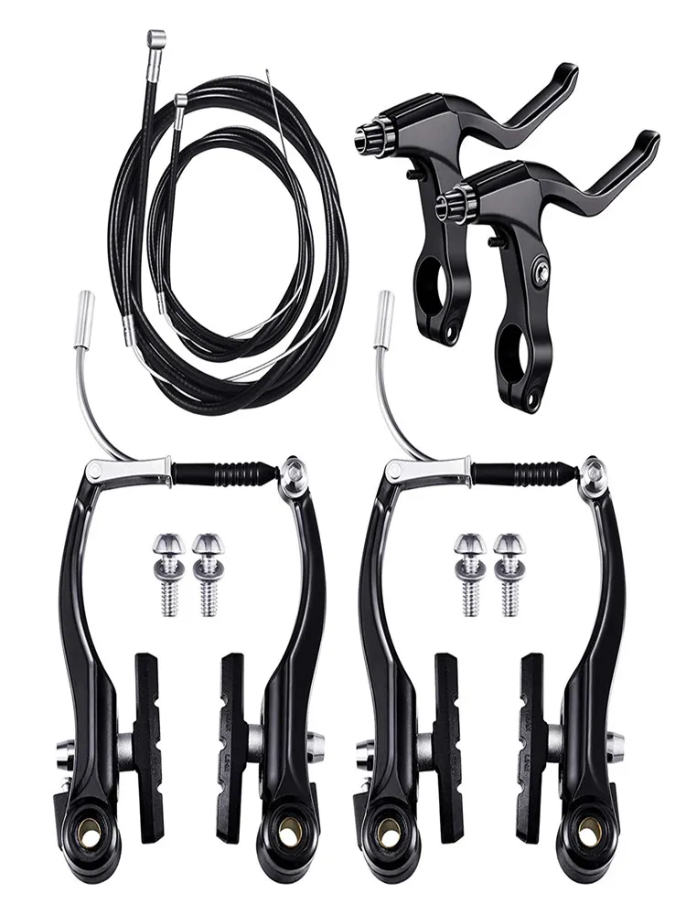 AliExpress NONE MTB BMX Bicycle V Brake Set MTB Caliper Set AL Linear Pull With Brake Pads, lever, wire, installation tool black