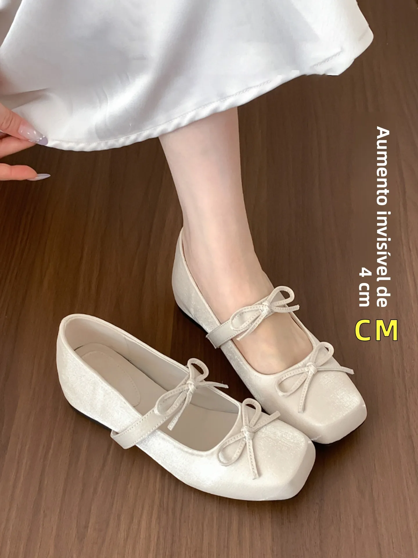 バレエスタイルの女性用シングルシューズ-メリージェーンズ-身長アップ-春夏新作-カジュアルスタイル-バタフライノット-ソフトラバーソール