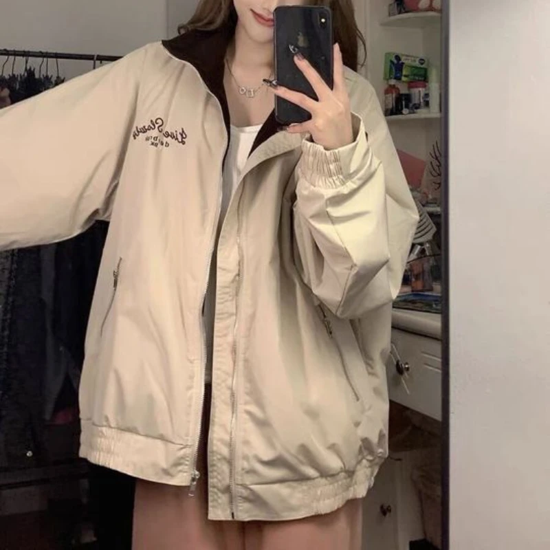 

Deeptown Vintage Japanese Fashion Jacket Women Oversized Zipper Harajuku Korean Streetwear Couple Jacket 2023 New Outdoor Coats