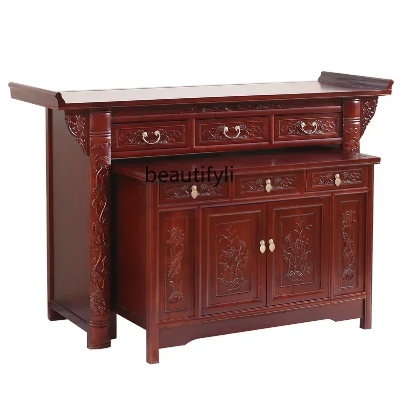 

N Household Solid Wood Guan Gong Zhongtang Buddhist Hall Cabinet for New Chinese Buddha Table Desk