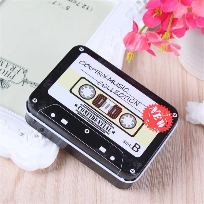 1Pcs Cartoon Rectangular Tinplate Box Creative Mini Card Storage Box Packaging Tin Box Hairpin Jewelry Small Tin Box Decoration