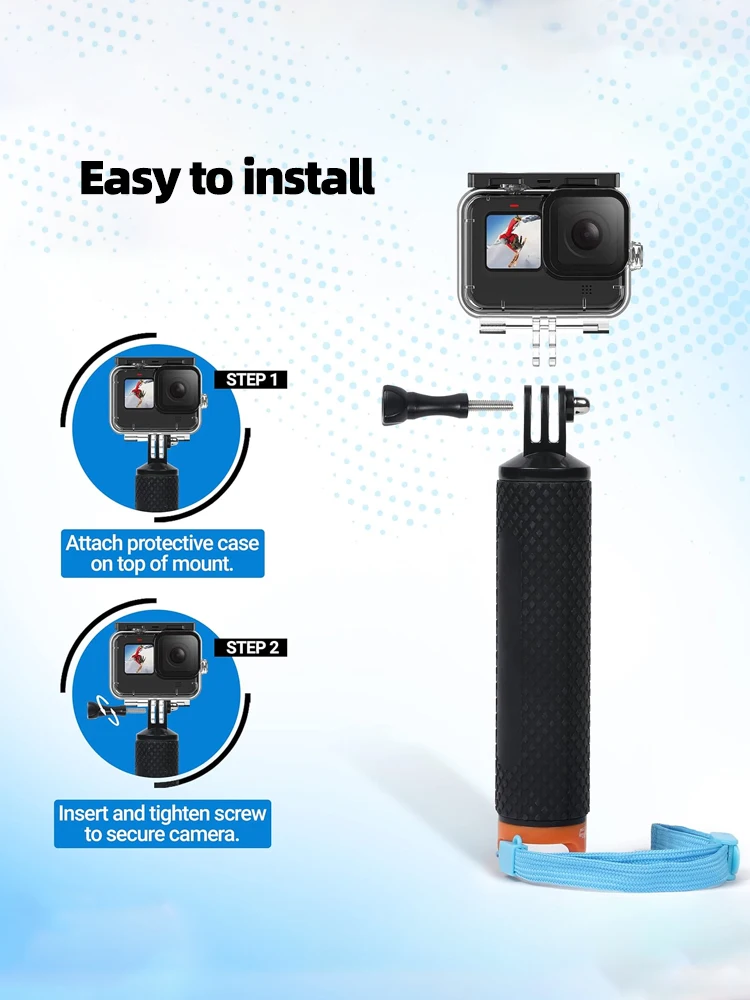 Floating Hand Grip Waterproof Handle Selfie Stick for GoPro Hero 13 12 11 10 9 8 7 5 Insta360 SJCAM AKASO DJI OSMO Action Camera