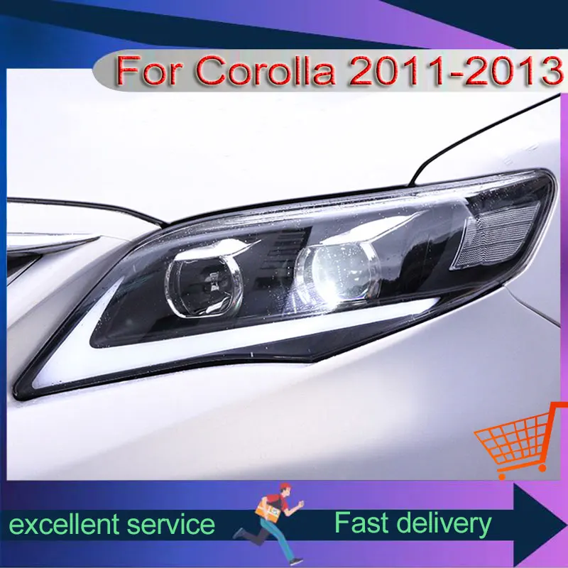 Car Styling For Toyota 2011-2013 Corolla Headlights Xenon Upgrade DRL Lexus Style Front Lamp LED Projector Lens Auto Accessories