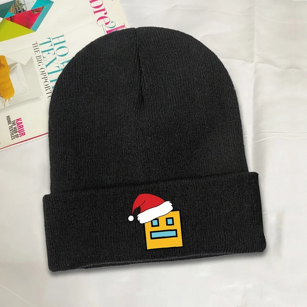 1pc Geometry Dash Beanie Hats Games Knitted Hat Outdoor Sport Elastic Unisex Adult Caps Autumn Winter Design Trendy Bonnet Hats