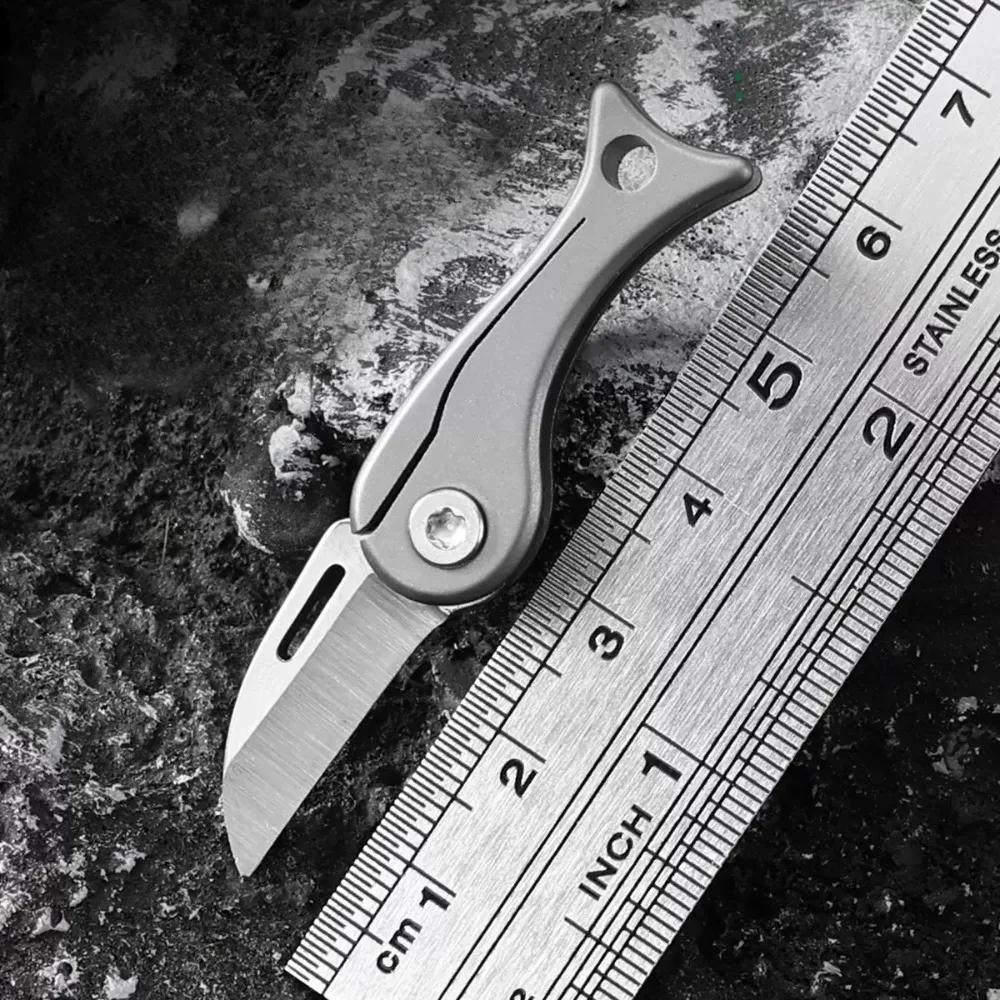 New Retro Mini Titanium Alloy Daily Keychain EDC Portable Carrying Folding Knife Outdoor Kitchen Knife