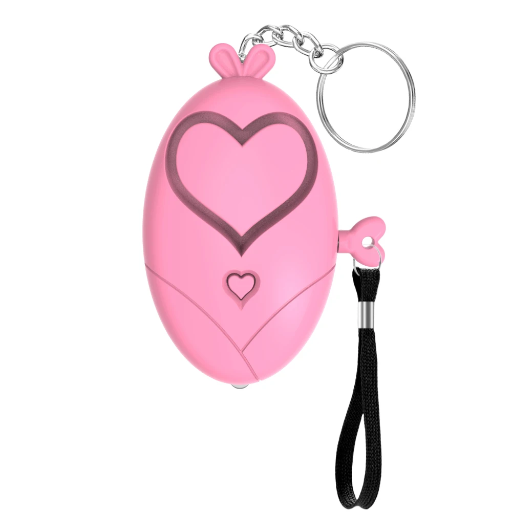 Alarme de sécurité personnelle en forme de cœur pour femme, sirène de sécurité puissante, porte-clés avec lumières LED, alarme de sécurité d'urgence