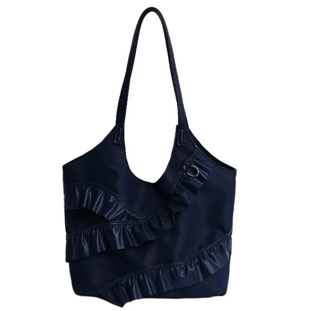

Trendy Korean Frill Shoulder Bag Pu Leather Large Capacity Ruffle Tote Bag Sweet Stylish Women's Handbag Armpit Bag