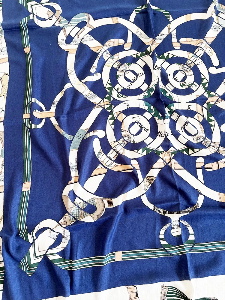 

Blue Silk Cashmere Scarf Women Luxury Winter Poncho Big Bandanas Tops Neck Head Hair Scarves Women Bag Clothing Accessories