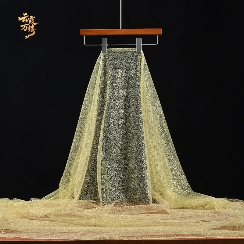 Multi-color thin mesh fabric with irregular hollowed-out and transparent for wedding evening dress clothing designers