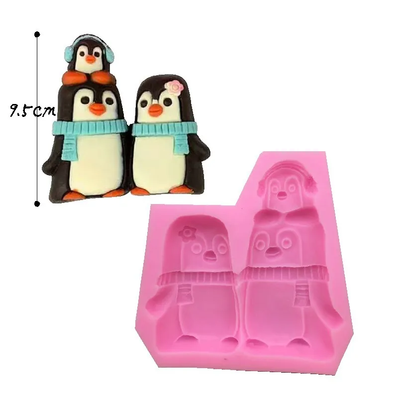 Kitchen Accessories Two Penguin Cooking Tools Wedding Cake Decorating Silicone Mold For Baking Fondant Sugar Craft Eid Pastry