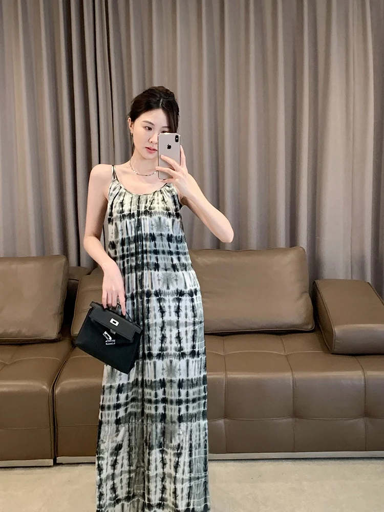 

Шелковое платье Meng Silk с тяжелой вышивкой, устойчивое к окрашиванию, с эластичной текстурой, на шелковых бретелях, женское, весеннее, повседневное, H-образного силуэта