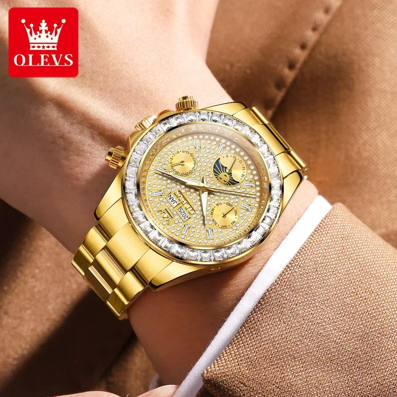 OLEVS 7038 Men Watch Automatic Mechanical Watch Luxury Waterproof Luminous Dual Calendar Men Watch