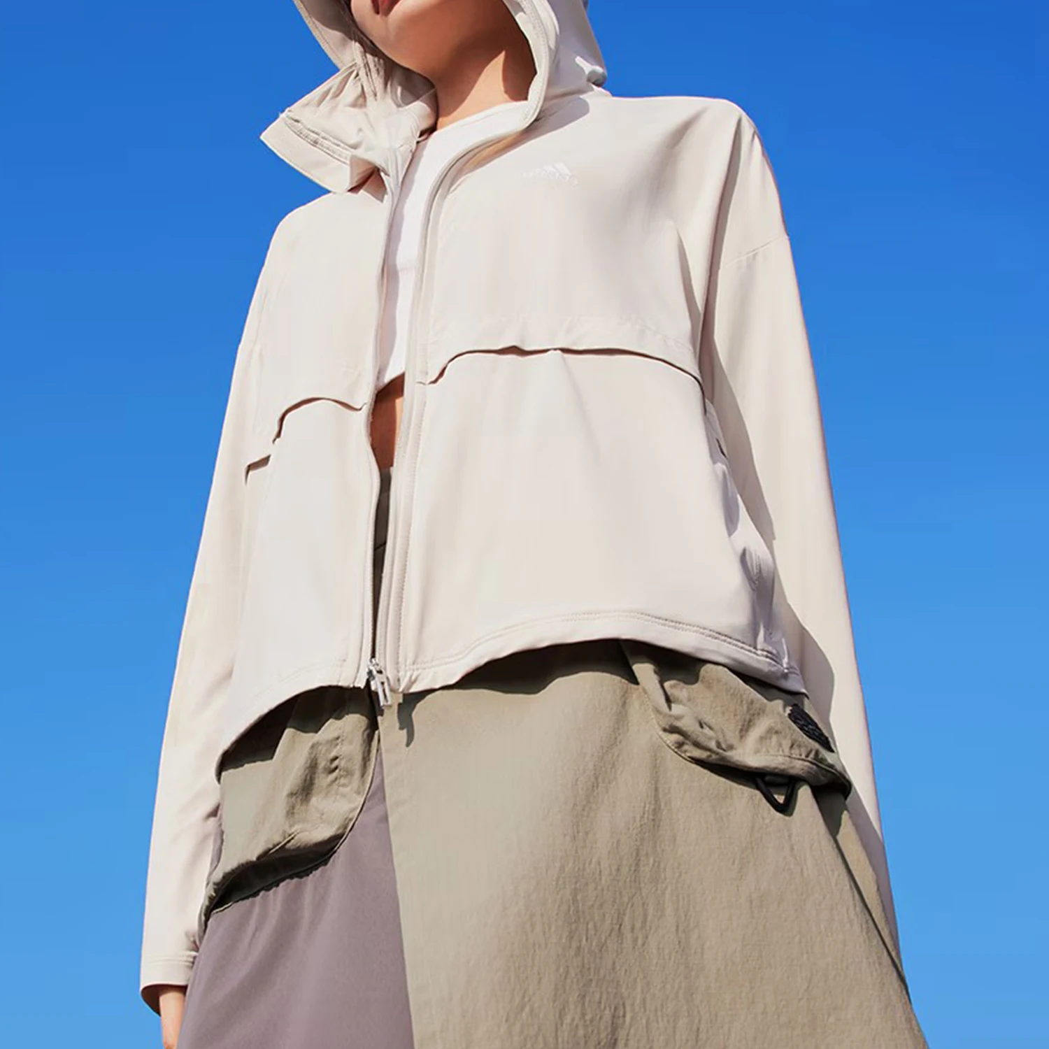 

Adidas Genuine Summer New Women's Breathable Sports Hooded Sunscreen Jacket JI7597