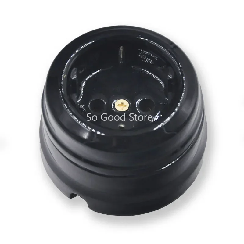 Set Home Improvement European Ceramic Knob Switch EU Socket Wall Lamp Switch Outlet 110V-250V