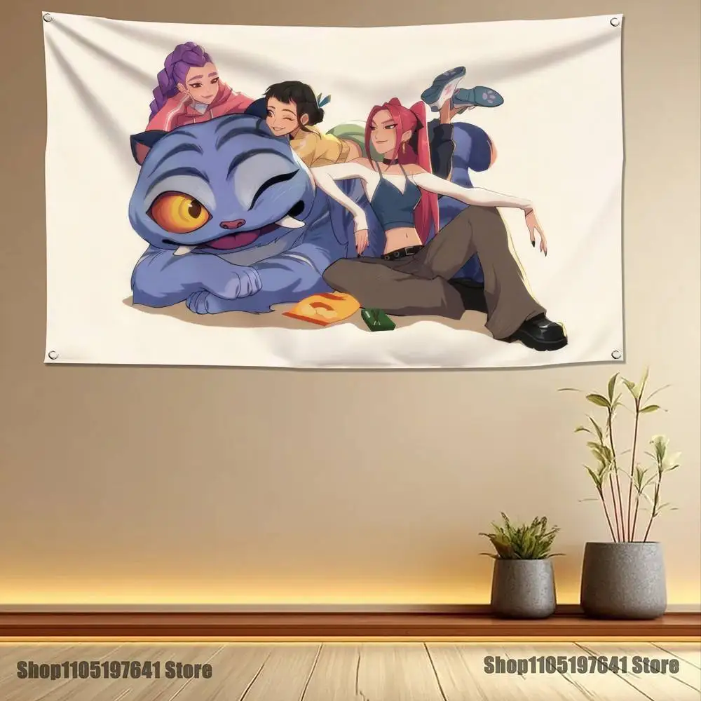 KPop-p Of D-Demon H-Hunters Flag Tapestry Banner For Bedroom Outdoor Living Room Restaurant Bar Wall Decor Party - Image 2