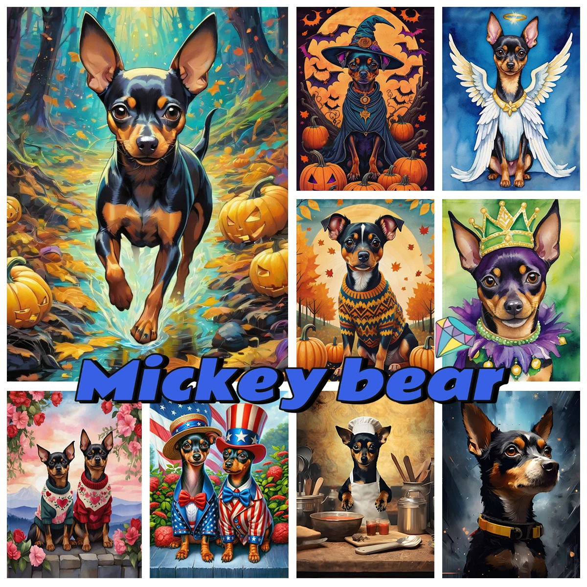 

Miniature Pinscher Diamond Painting Kit Cute Pet Dog Picture Diy Diamond Embroidery Cross Stitch Home Wall Decor Hand Child Gift