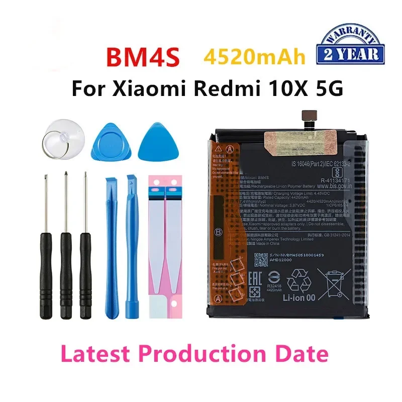 

100% Orginal BM4S 4520mAh Battery For Xiaomi Redmi 10X 5G BM4S High Quality Phone Replacement Batteries+Tools