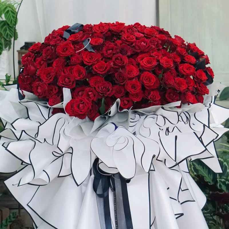 58cm 20 Pieces/batch Black and White Noble Matte Paper Flower Bouquet Packaging Flower Waterproof Craft Paper