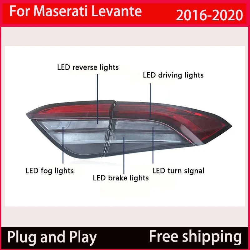 Dla Maserati Levante 2016-2020 Zespół tylnych świateł Zmodyfikowane światło LED DRL Hamulec płynący Obróć tylne światła Akcesoria do lamp samochodowych