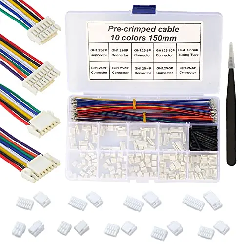 

GH 1.25mm Connector Kit and Premium Pre Crimped Cables for Pixhawk Flight Controller Wire Kit 28AWG Cable 150mm Wire