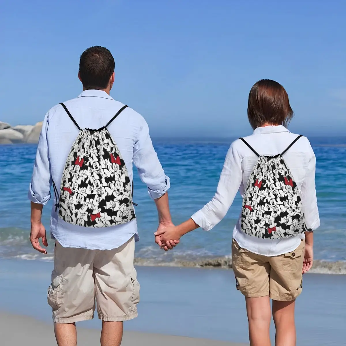 Custom Fashion Minnie Mouse Drawstring Bags Men Women Portable Gym Sports Sackpack Training Storage Backpacks